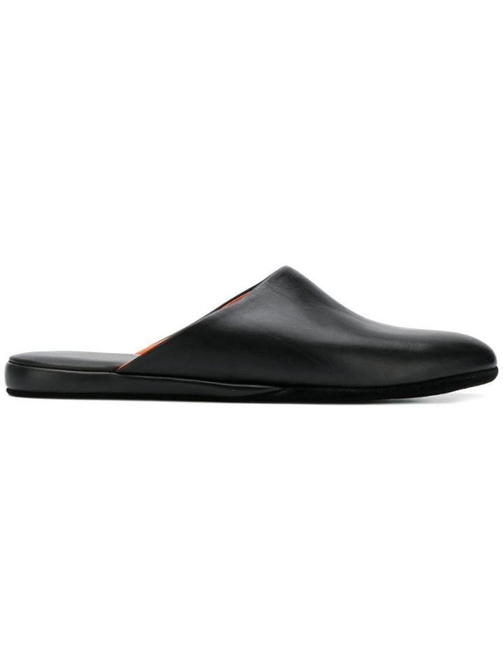 Santoni Leather Slippers - Black