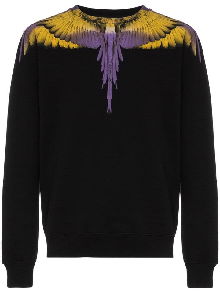 Marcelo Burlon County Of Milan Wings Print Cotton Sweatshirt - Black
