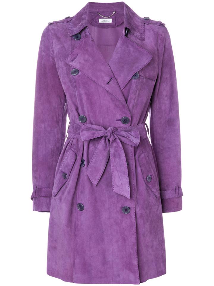 Desa 1972 Double Breasted Trench Coat - Pink & Purple
