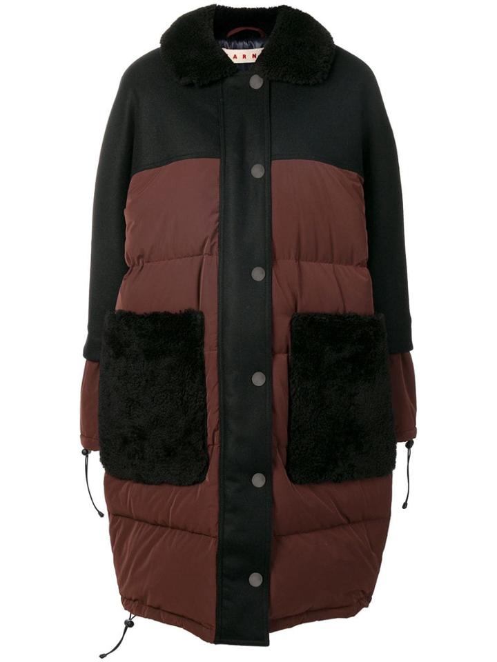 Marni Shearling Collar Padded Coat - Black