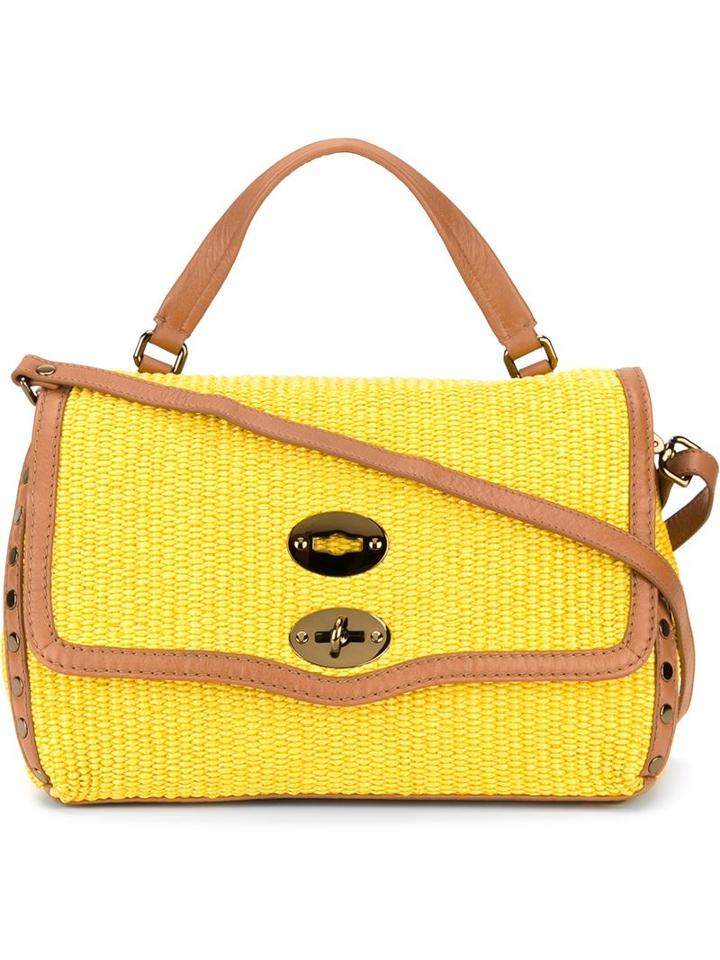 Zanellato Small Postina Satchel, Women's, Yellow/orange, Leather/straw