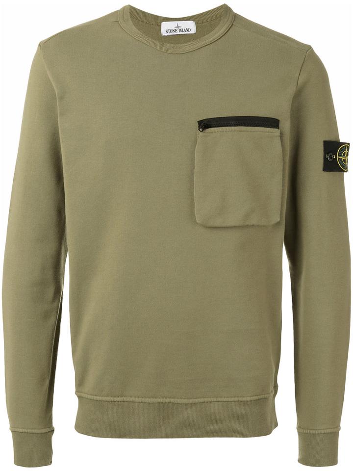 Stone Island Chest Pocket Sweatshirt, Men's, Size: Xxl, Green, Cotton