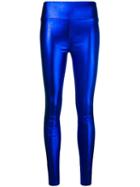Sprwmn Metallic Leather Leggings - Blue