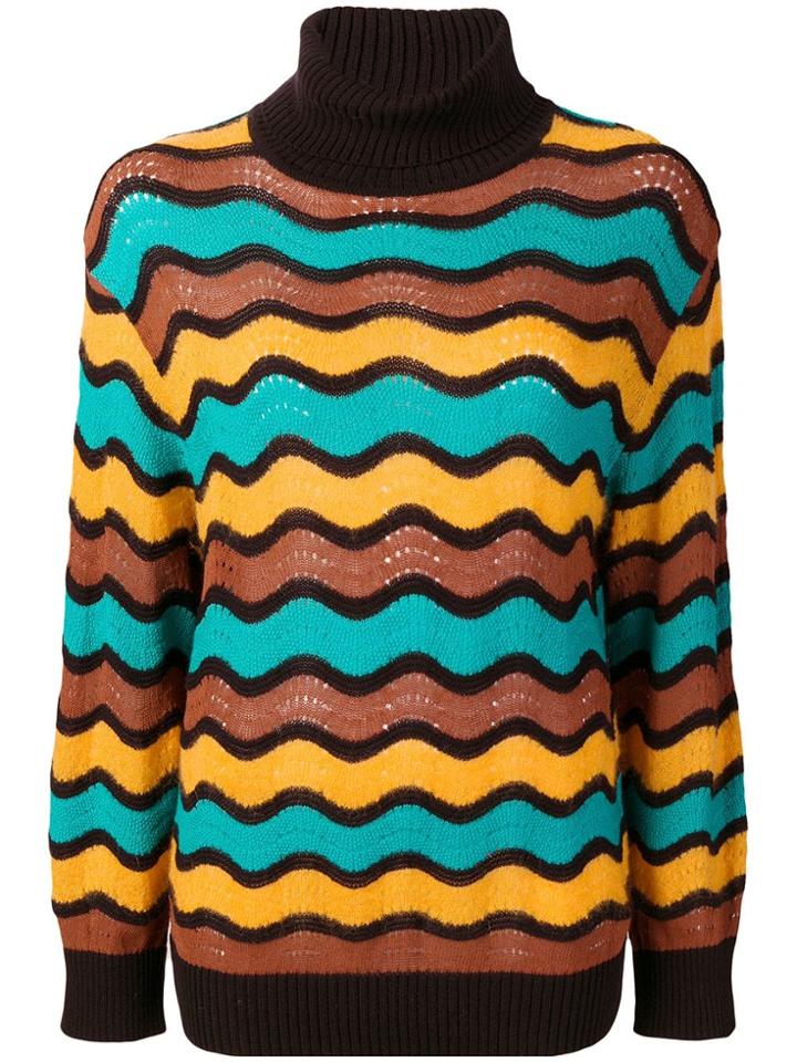 M Missoni Loose-fitted Wave Turtleneck - Yellow & Orange