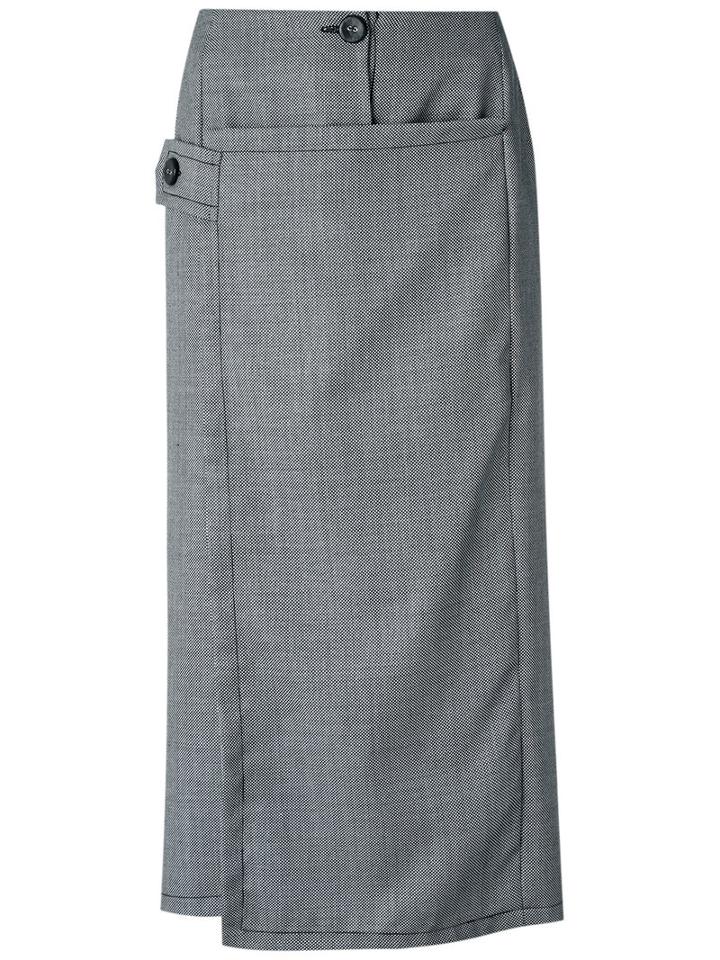 Reinaldo Lourenço - Midi Skirt - Women - Polyester - 40, Grey, Polyester