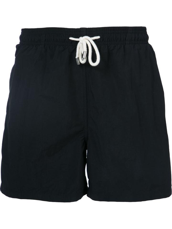 Solid & Striped Front Pockets Swim Shorts