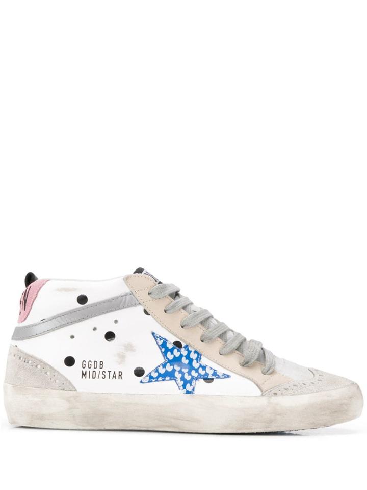 Golden Goose Deluxe Brand Mid Star Patch Sneakers - White