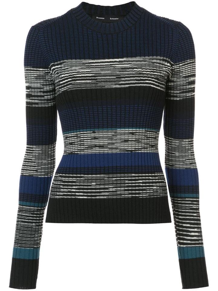 Proenza Schouler Striped Rib Crewneck - Black