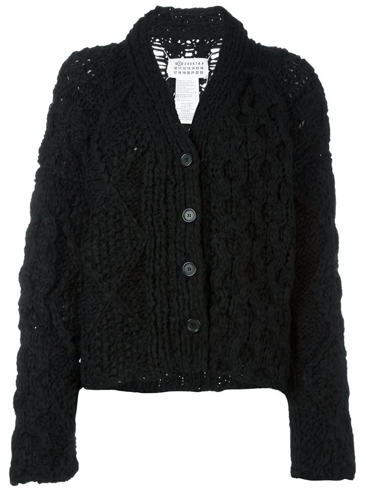 Maison Margiela Chunky Knit Cardigan, Women's, Size: Small, Black, Polyamide