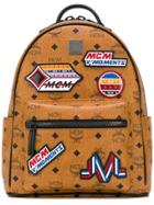 Mcm Stark Victory Patch Backpack - Brown