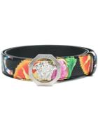 Versace Floral Printed Medusa Belt - Black