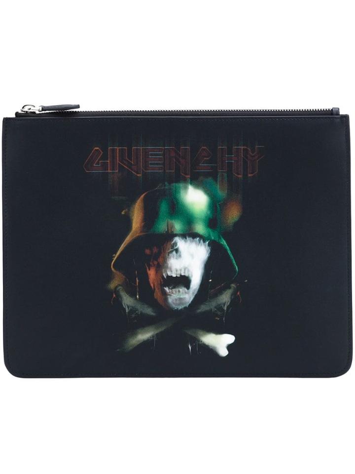 Givenchy Skull And Crossbones Printed Pouch - Black