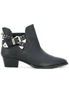 Philipp Plein Studded Buckle Strap Boots - Black