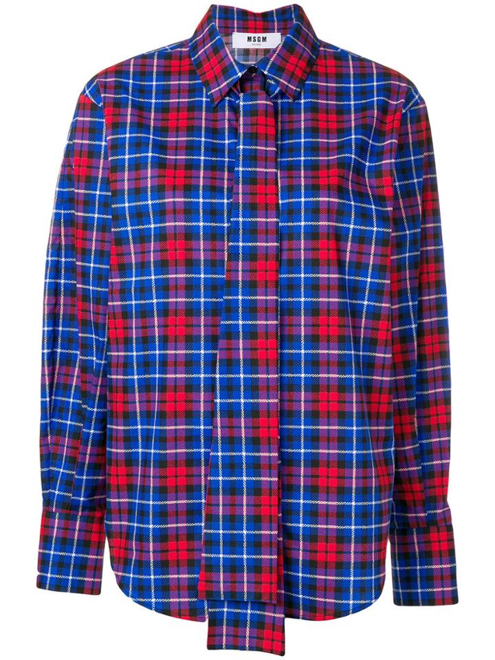 Msgm Check Long-sleeve Shirt - Blue