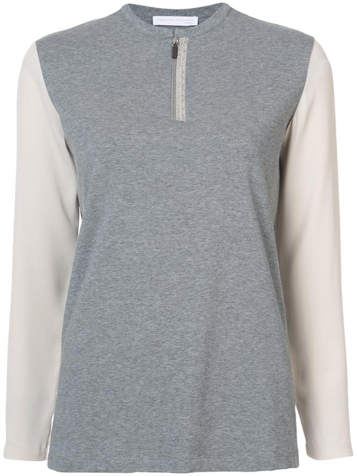 Fabiana Filippi Panelled Jersey Top - Grey