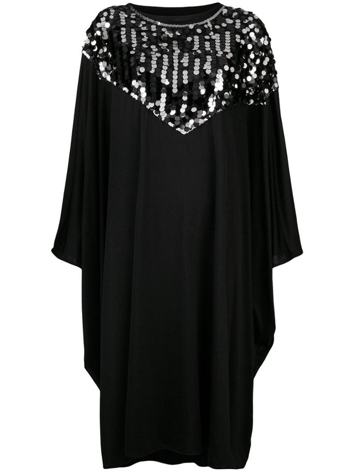 Mm6 Maison Margiela Sequin Trim Cape Dress - Black