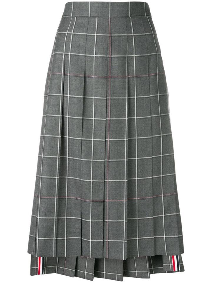 Thom Browne Windowpane Shadow Check Skirt - Grey