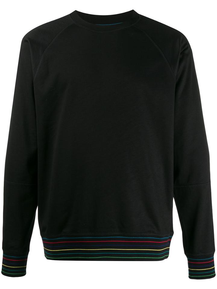 Ps Paul Smith Striped Hem Sweatshirt - Black