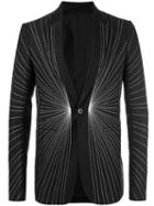 Rick Owens Embroidered Line Jacket, Men's, Size: 52, Black, Cotton/linen/flax/virgin Wool/cupro