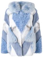 Yves Salomon Fur Mix Hooded Jacket - Blue
