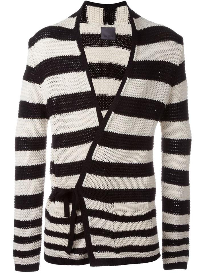 Laneus Striped Cardigan, Men's, Size: 48, Nude/neutrals, Cotton/nylon