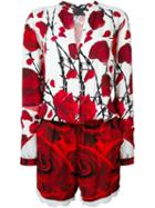 Philipp Plein Rose Print Playsuit, Women's, Size: S, White, Viscose/polyester