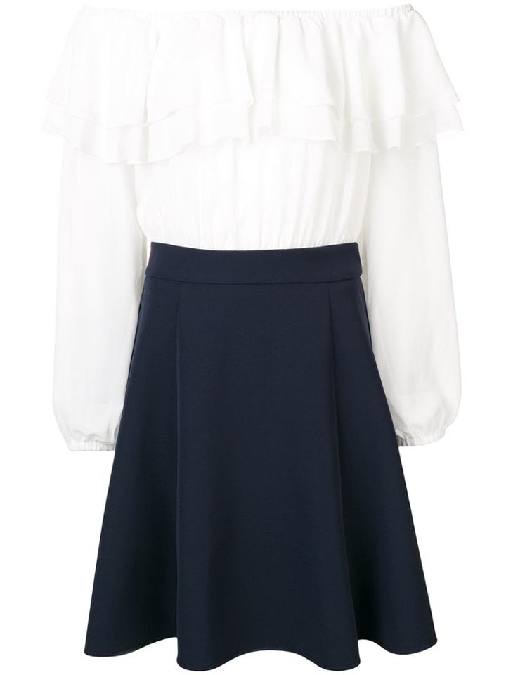 Blugirl Two-tone Ruffle Dress - White