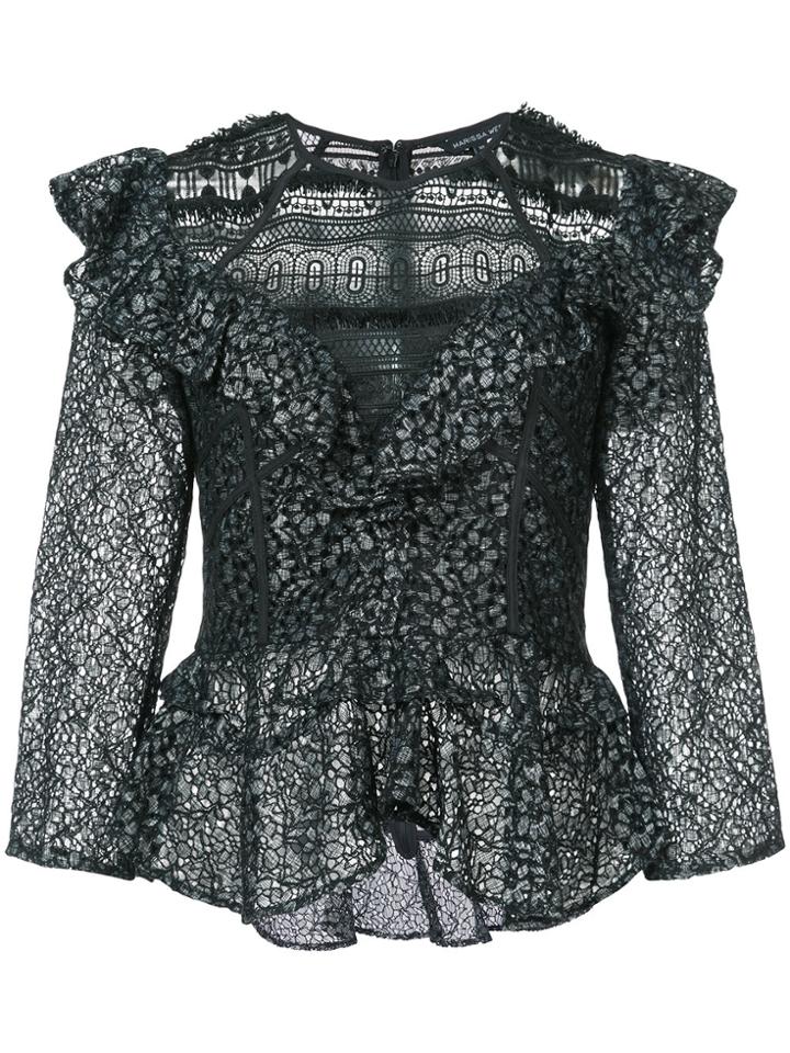 Marissa Webb Ruffled Lace Blouse - Black