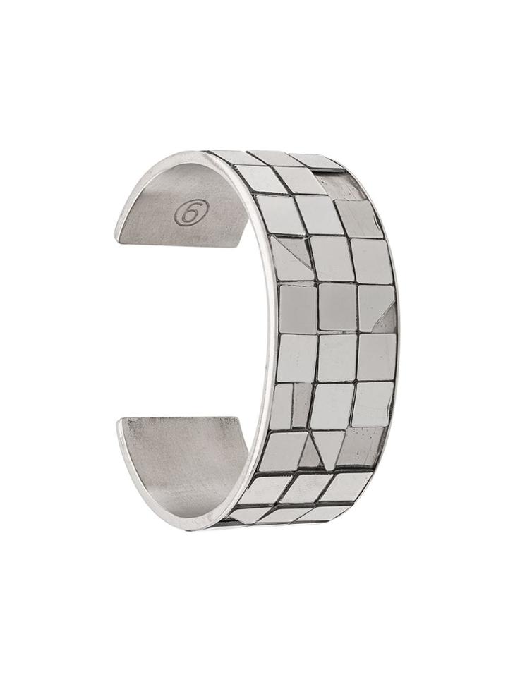 Mm6 Maison Margiela Mirrored Paneled Bangle - Silver