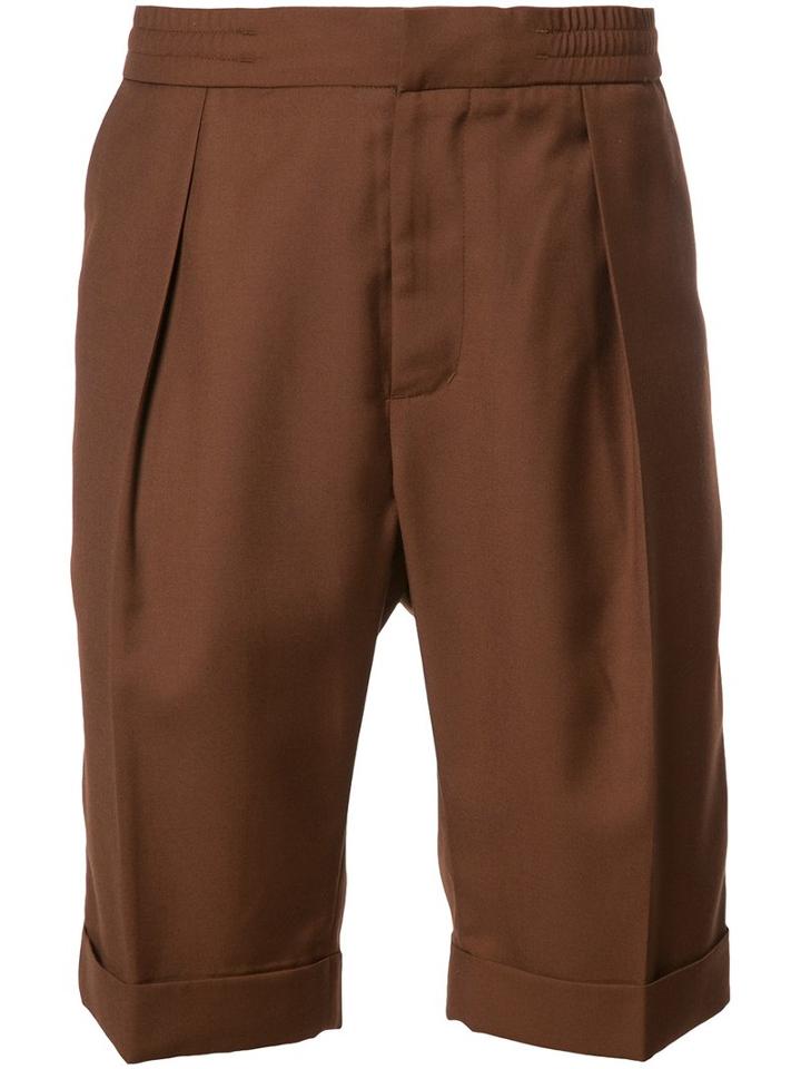 Keum Band Detail Waist Shorts, Men's, Size: Medium, Brown, Polyester/rayon