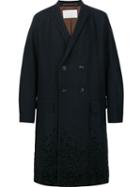 Kolor Double Breasted Coat, Men's, Size: 2, Blue, Nylon/cupro/wool