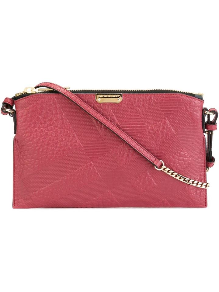 Burberry Check Embossed Cross-body Bag - Pink