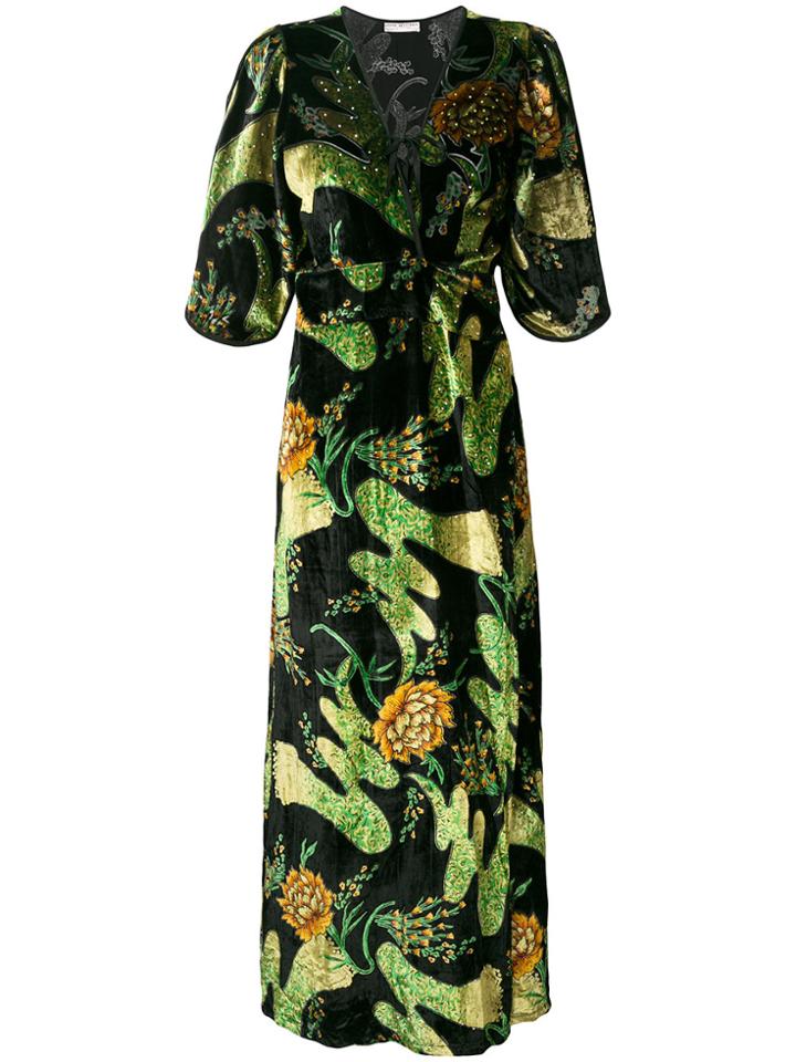 Jessie Western Floral Embroidered Maxi Dress - Black