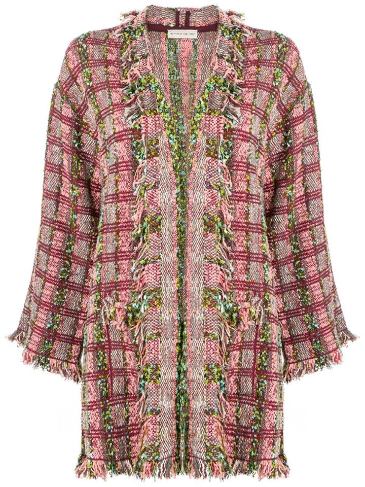 Etro Frayed Tweed Cardigan - Pink