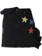 Valentino Sequinned Star Denim Mini Skirt - Black