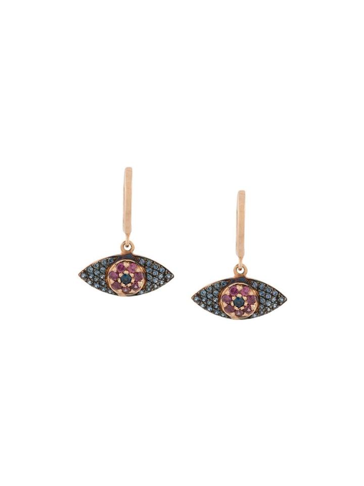 Ileana Makri Sapphire And Rhodolite Evil Eye Earrings - Blue