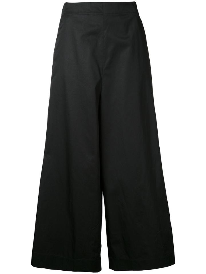 Astraet Wide-leg Cropped Trousers, Women's, Size: 0, Black, Cotton