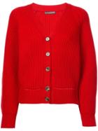 Alexander Mcqueen Ribbed Knit Cardigan - Red