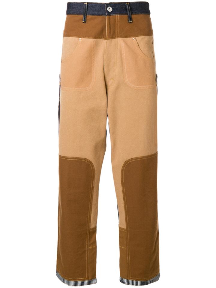 Junya Watanabe Man Colourblock Panel Jeans - Brown