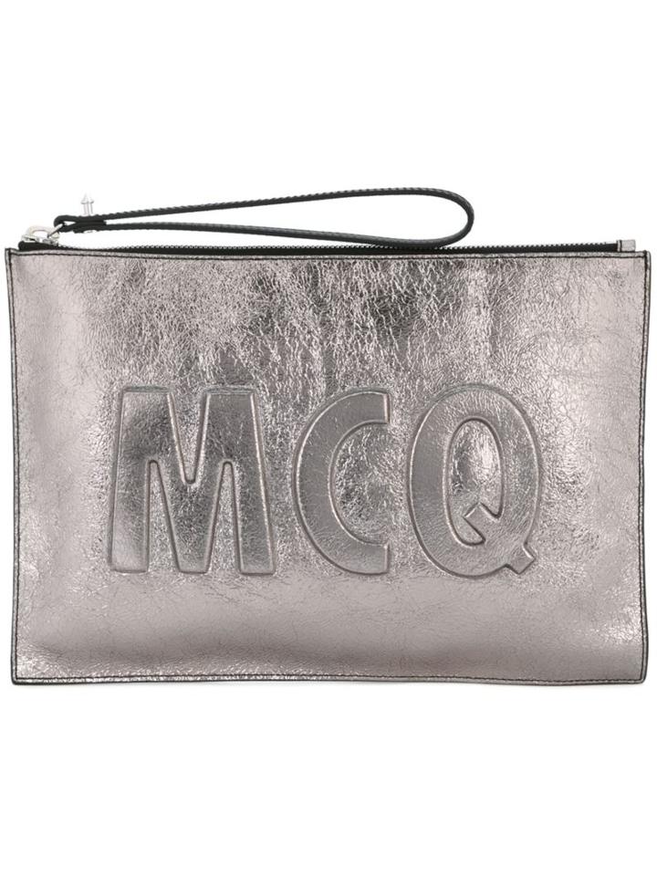 Mcq Alexander Mcqueen Oversized Mcq Logo Clutch, Women's, Grey