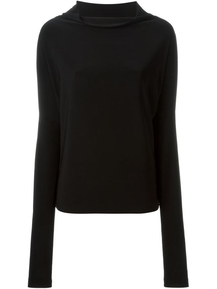Norma Kamali Norma Kamali X Kamalikulture Draped Neck Longsleeved Top, Women's, Size: Medium, Black, Polyester/spandex/elastane