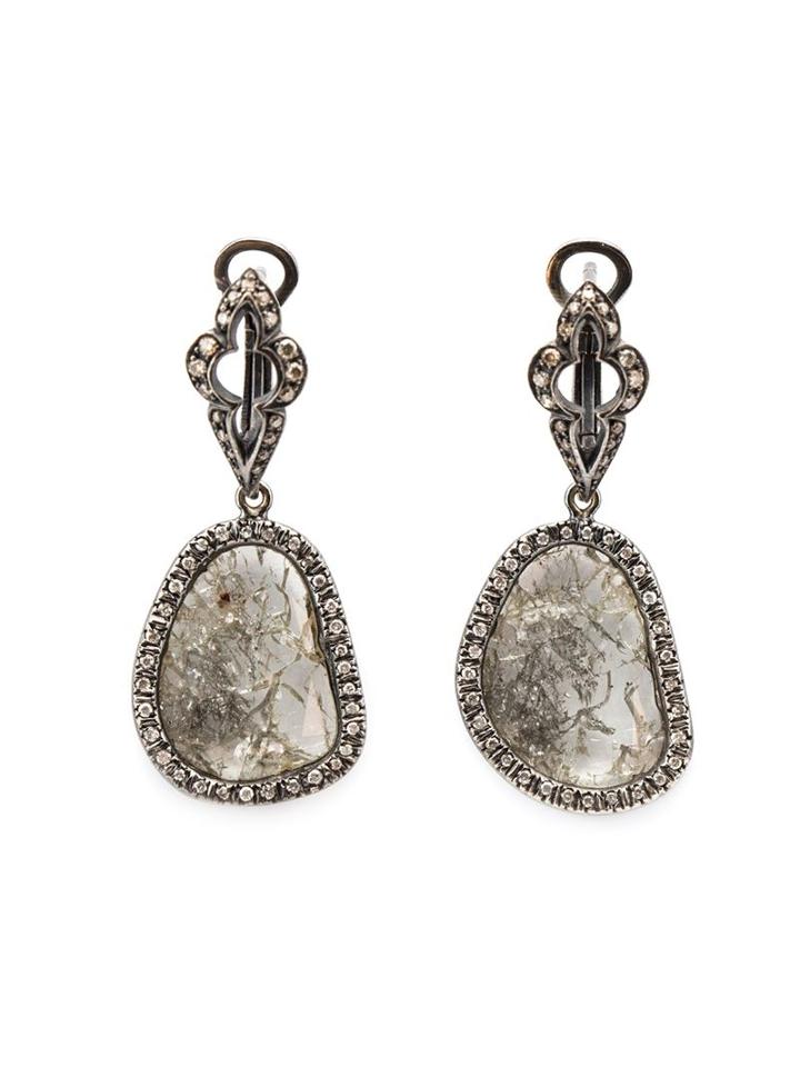 Loree Rodkin Sliced Diamond Drop Earrings