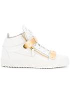 Giuseppe Zanotti Design Mid-top Sneakers, Men's, Size: 43, White, Leather/metal Other/rubber
