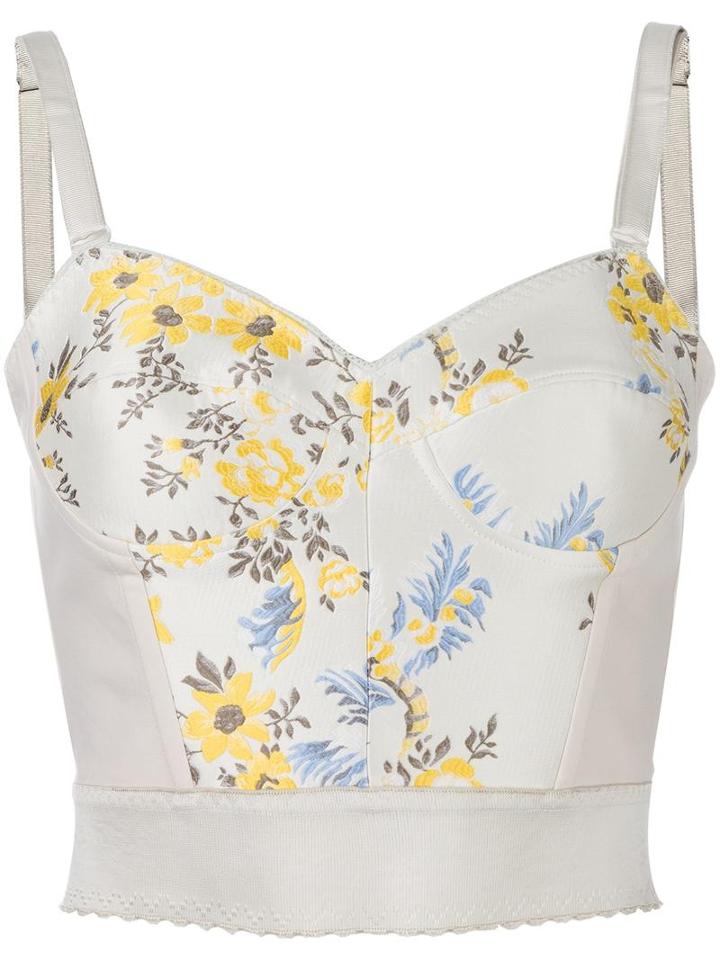 Stella Mccartney Floral Jacquard Crop Top, Women's, Size: 42, Nude/neutrals, Cotton/polyamide/polyester/spandex/elastane
