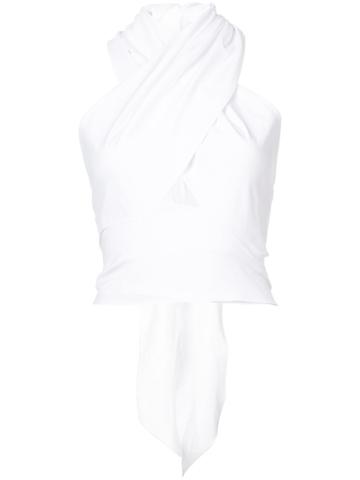 Tome Halterneck Top With Tie Fastenings - White