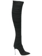 Casadei Pleated Thigh-length Boots - Black