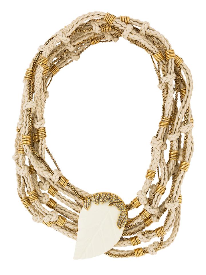 Camila Klein Imã Leather Trim Neckalce - Metallic