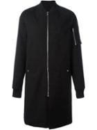 Rick Owens Long Bomber Coat, Men's, Size: 56, Black, Cotton/polyamide/wool