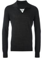 Maison Margiela Knitted Polo Shirt, Men's, Size: Small, Black, Wool