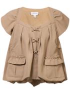 Carven Lace-up Flared Blouse - Brown